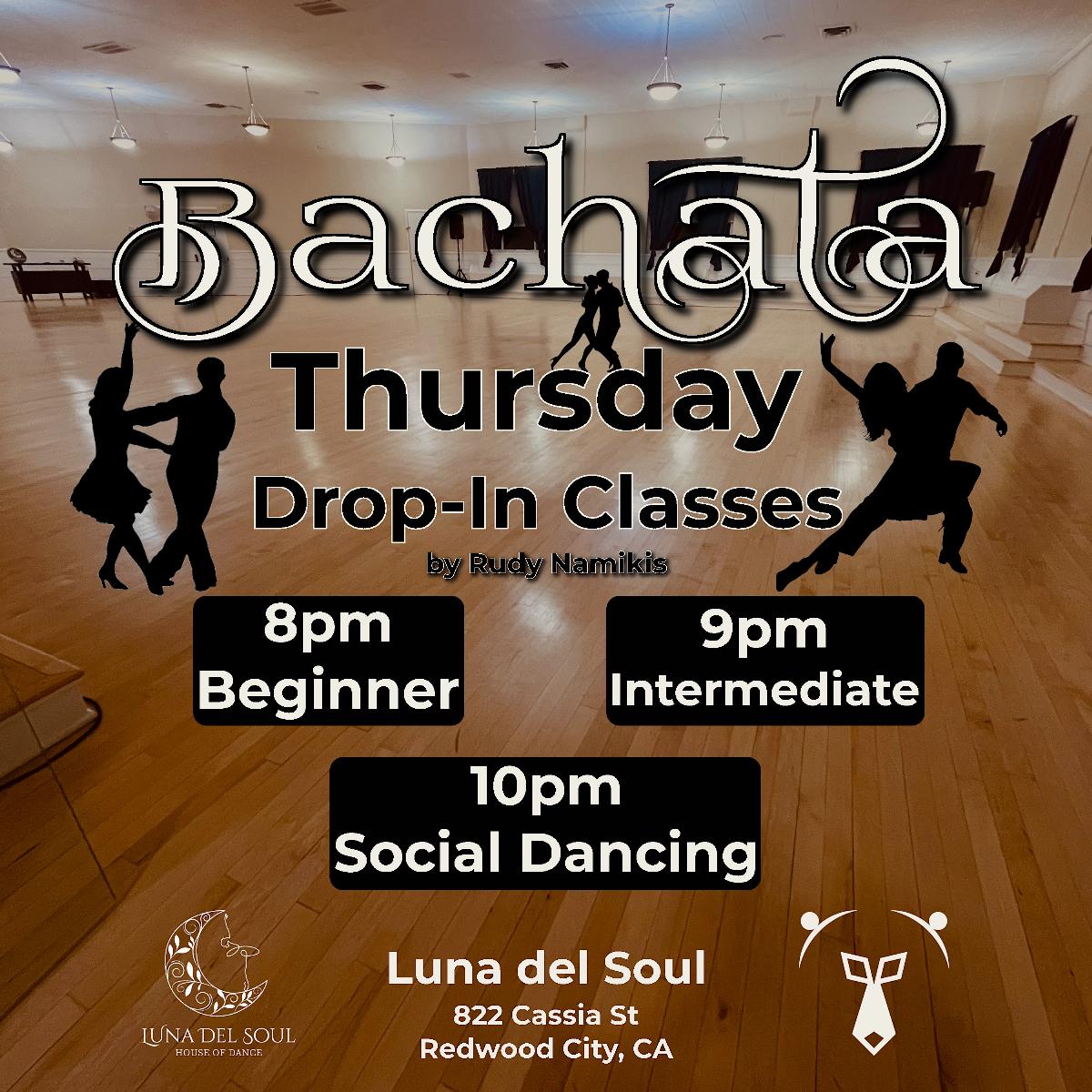 Bachata Social Dancing Drop-in Lessons (Beg & Int) & Social in Redwood City