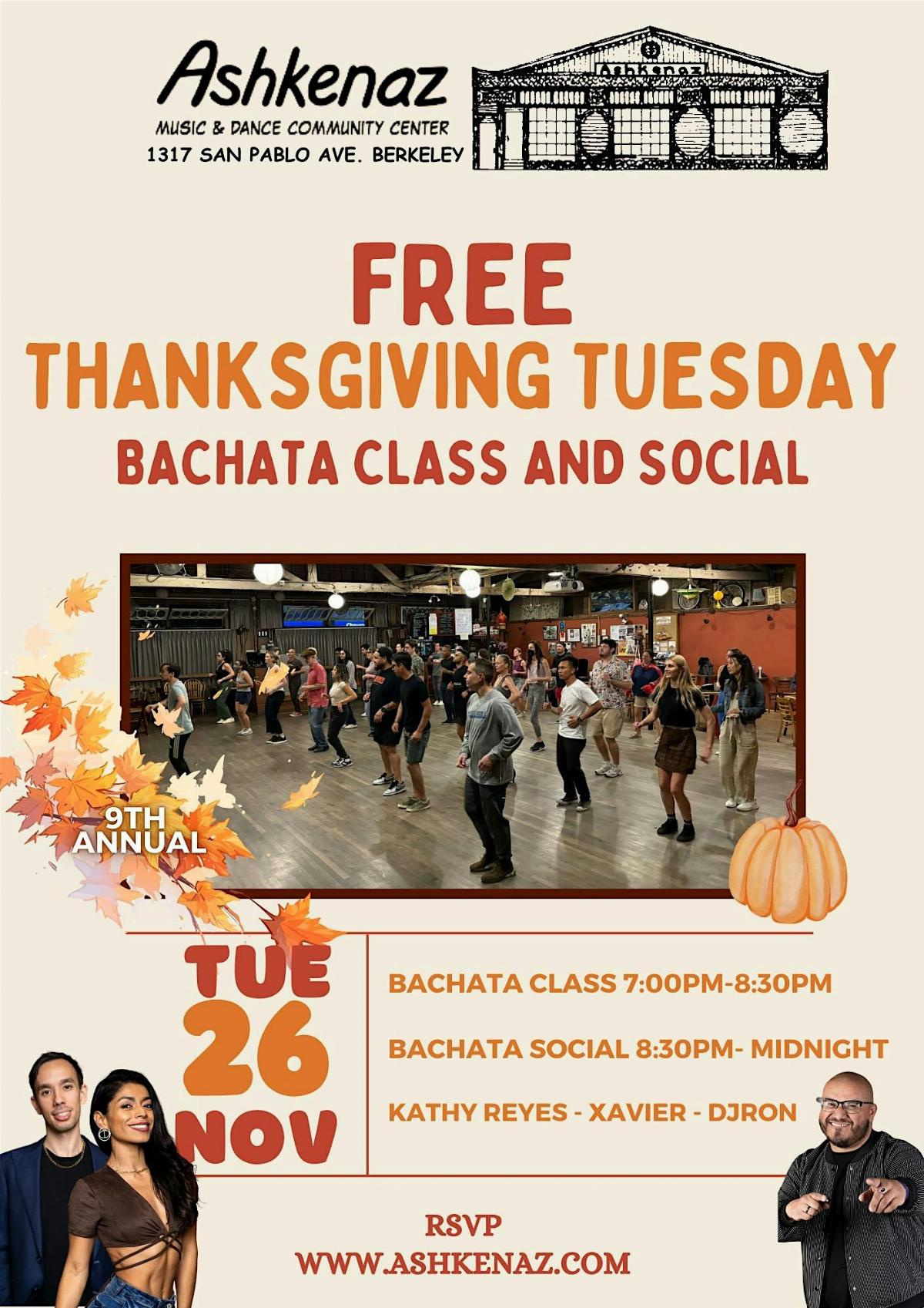 Free Bachata class and Social- Thanksgiving Tuesday!